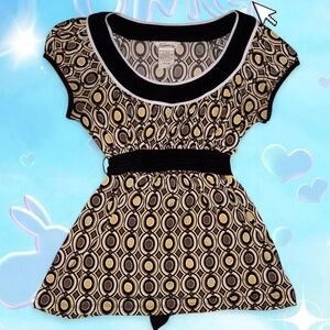 vtg y2k speechless boho chic retro-inspired aop tie-back babydoll top, sz md